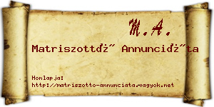 Matriszottó Annunciáta névjegykártya